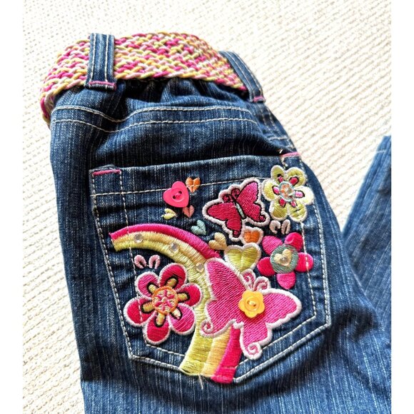 Vintage Y2K Disney Princesses Denim Embroidered Jeans Girls Size 6 Ariel Jasmine - Picture 3 of 7